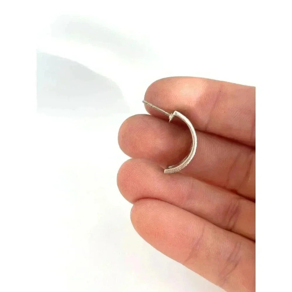 Marcasite Sterling Silver Open Hoop half circle Vintage Earrings - Picture 6 of 8